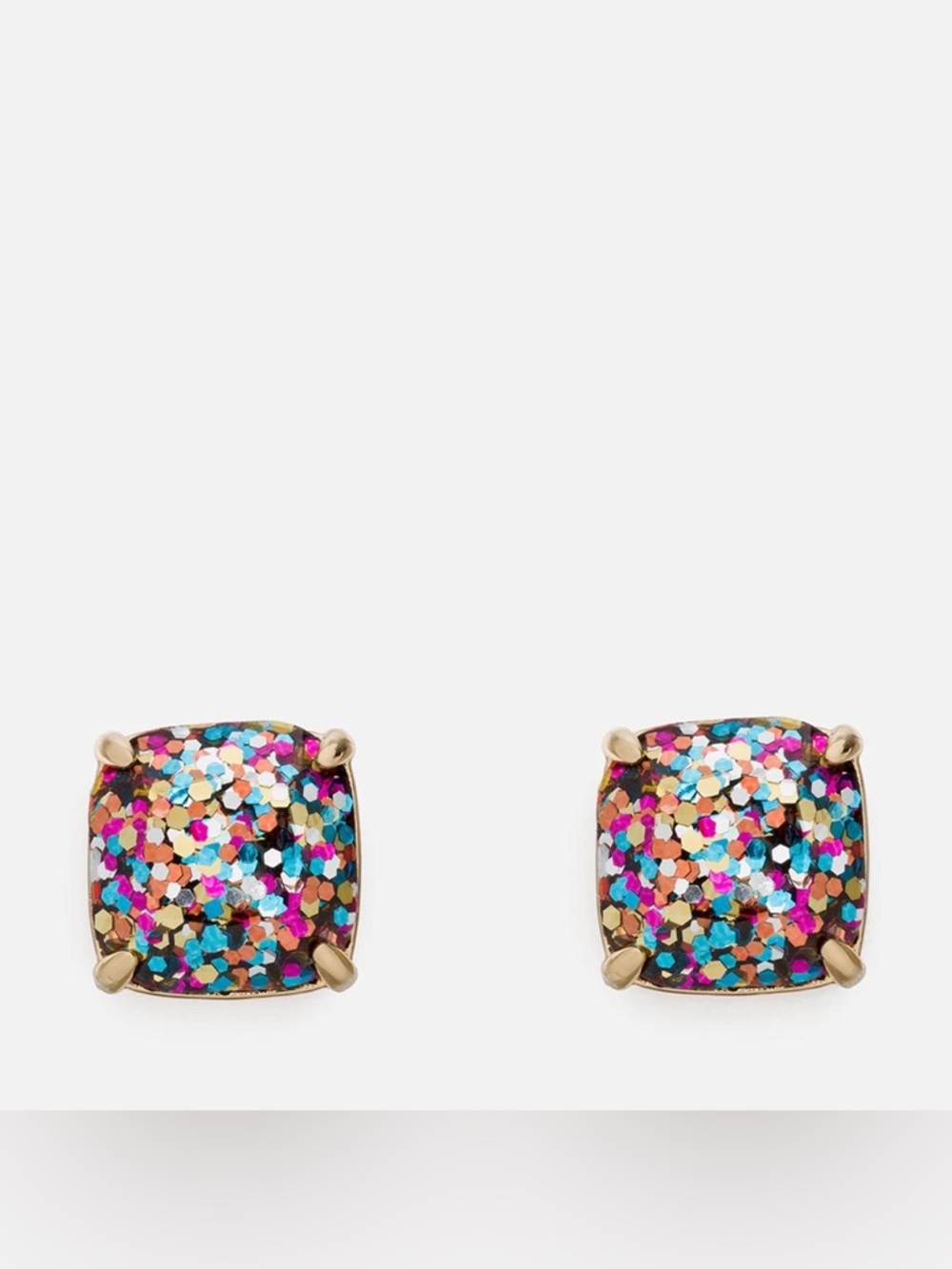 Kate Spade Small Square Stud Earrings - Multi Glitter & Gold